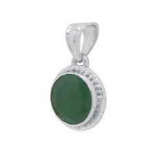 Green stones embellished round pendant