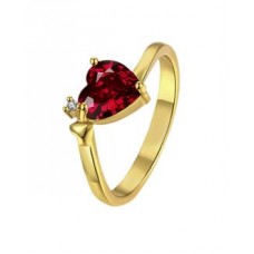 Gold Plated Heart Ring With Real Diamond Embellishments