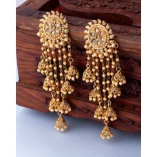 Floral Latkan Earrings with Gold Plating
