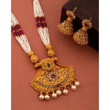 Faux Pearls Adorned Ethnic Necklace Set